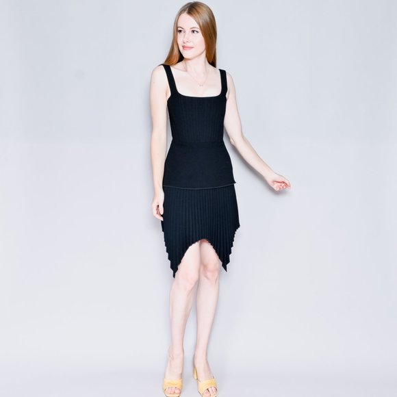 DION LEE Truss Pleat Black Mini Corset Dress 2 - Picture 2 of 8
